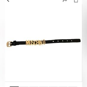 Moschino Black leather bracelet Gold Logo Letters